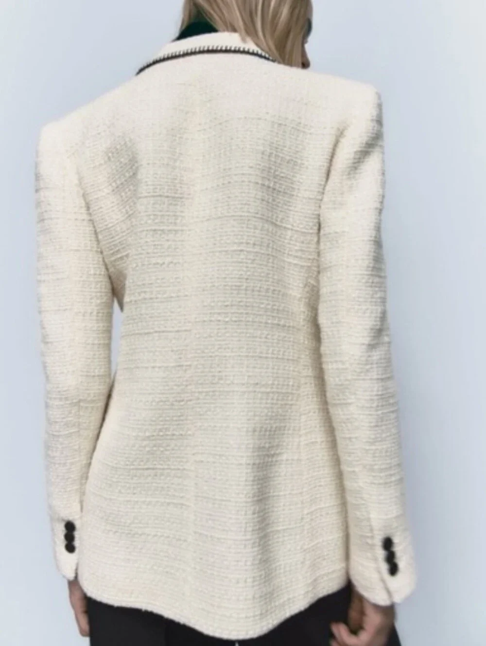 Zara  Double Breasted Whote Black Blazer Size S